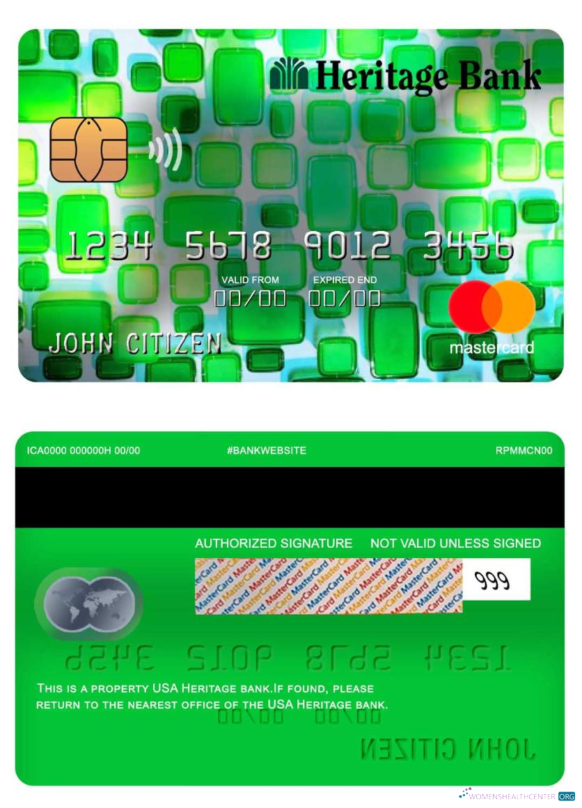Download USA Heritage bank mastercard Photoshop template